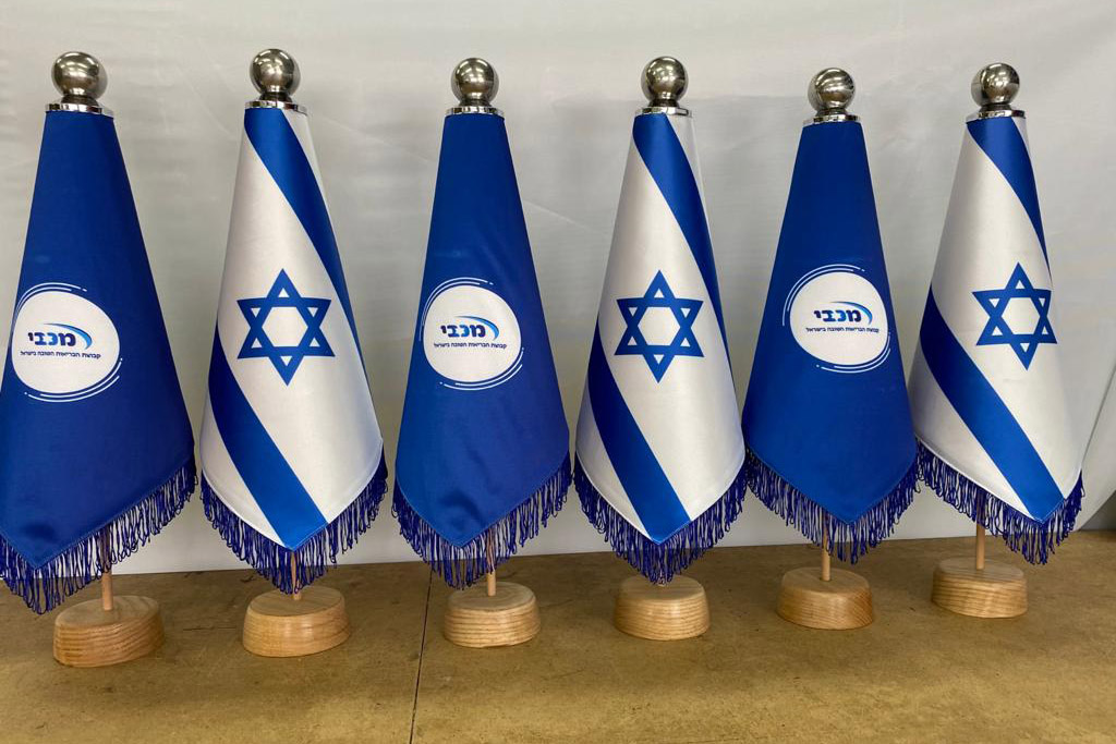 דגלונים לשולחן. "אנחנו מייצרים את כל סוגי הדגלים, מדגלוני קיסם קטנטנים ועד דגלים לקבלות פנים בנציגויות ישראל בעולם" (צילום: ניר מרום)